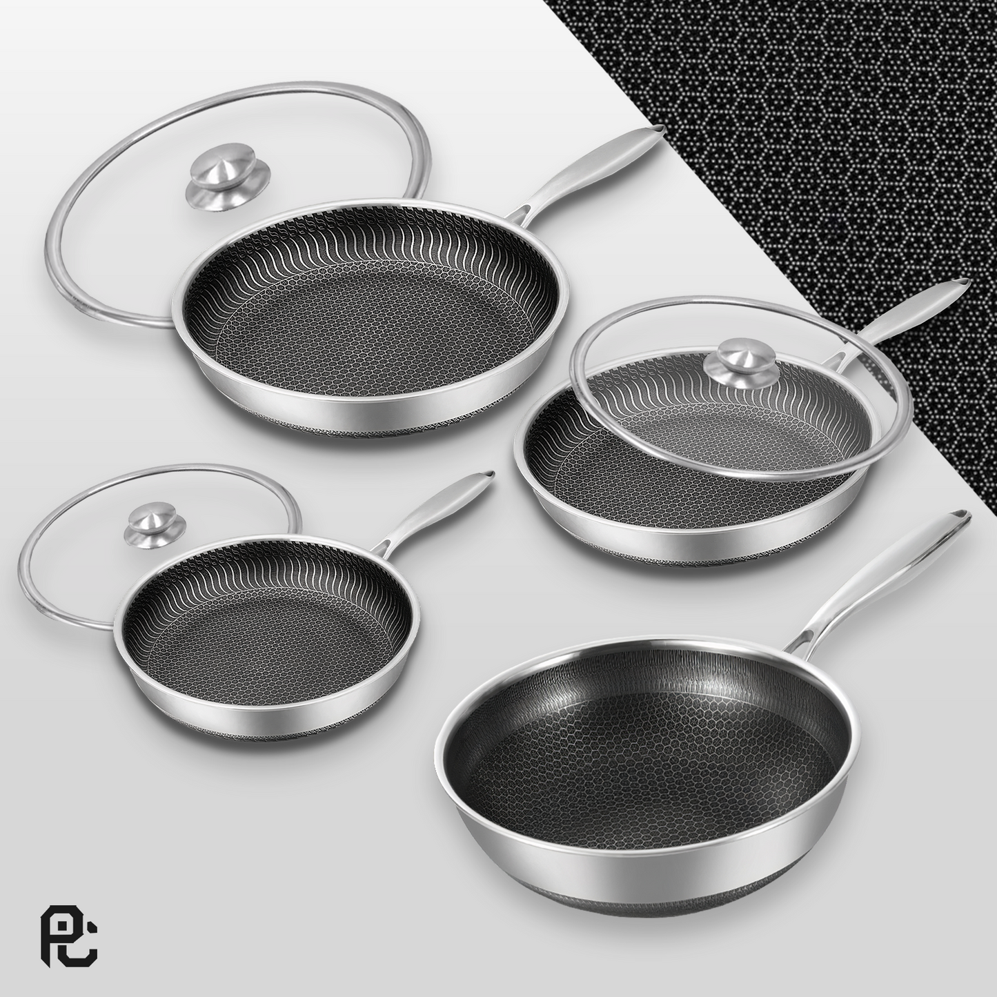 PureClad™ - 7 pc Hybrid Wok & Pans Set w/ Lids