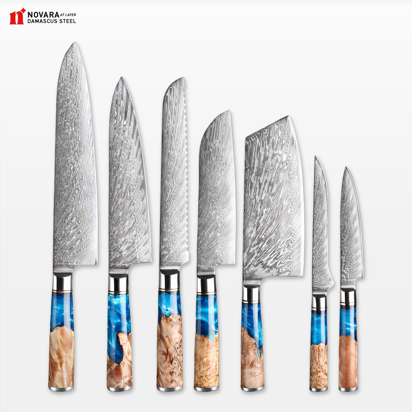Novara Tsunami (ウェーブナイフ) - Damascus Steel Knives