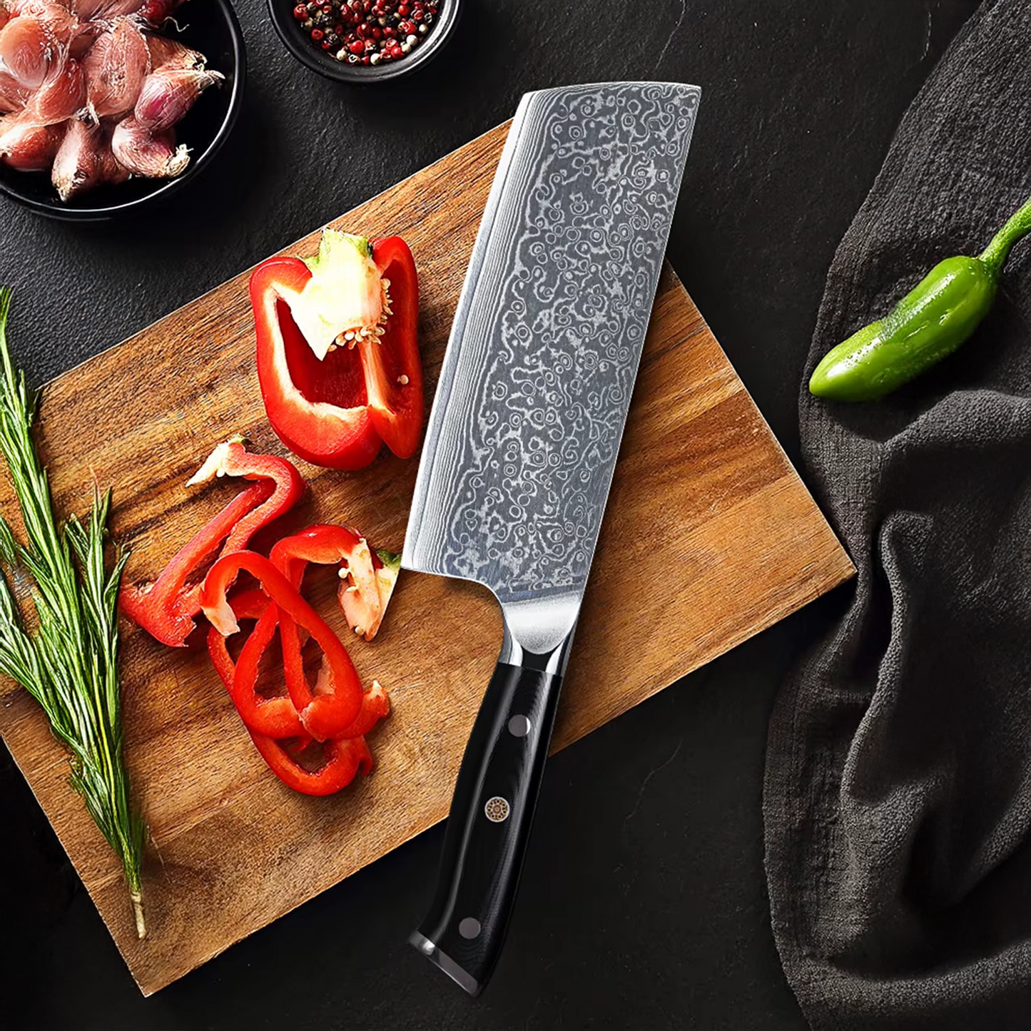 Damascus Steel Nakiri Knife 16.5cm | 6.5 inch