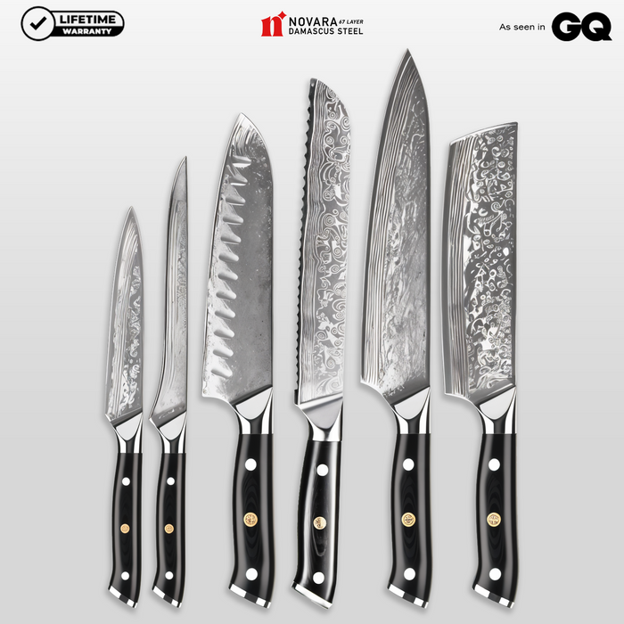 Novara Pro Black Damascus Steel Knives